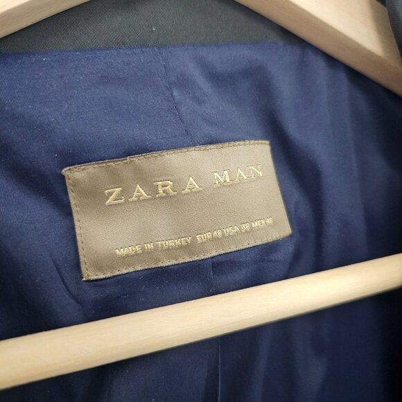 Zara 38R Navy Solid 1-Button Sport Coat Blazer Jacket T099 - Picture 11 of 11